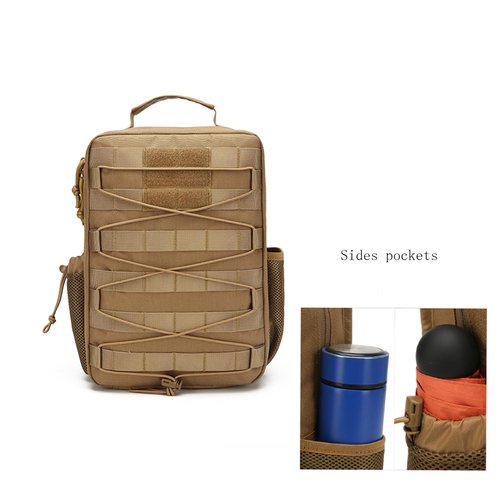 Generic Tactical molle Single Shoulder Bag - Large Capacity Multi-functional Backpack for Daily Using or Hiking, Traveling (Tan), Black