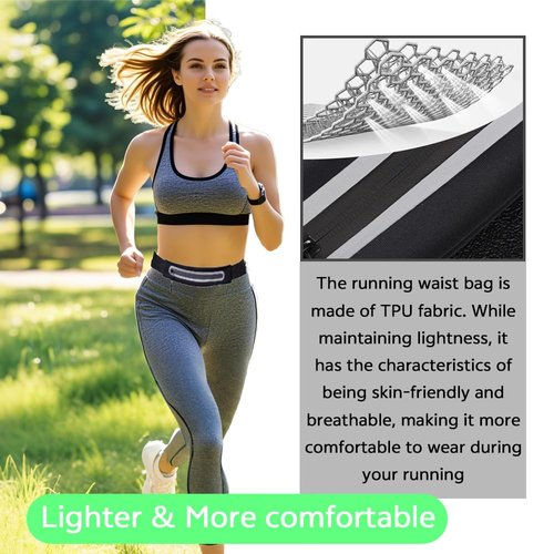 AINTE Slim Running Belt Fanny Pack for Women Men,Running phone holder,Running Waist Pouch bag for Workout Jogging,Money belt,Runner Gear Accessories(Black)