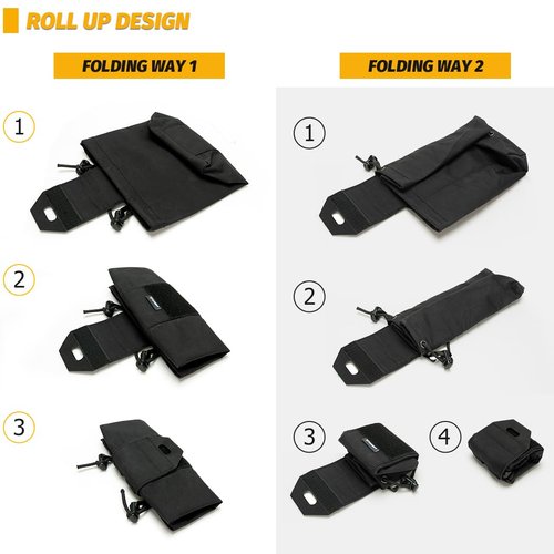 IDOGEAR Molle Dump Pouch Mini Folding Recycling Bag molle Waist Tool Sundries Bag Magazine Utility Pouch for Molle Belt Tactical Vest Backpack(Black)