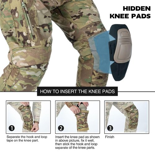IDOGEAR OUTDOOR Men’s Combat Pants Tactical Camo Pants with Hidden Knee Pads for Paintball Airsoft Milsim Apparel Multi-Pockets Ripstop Trouser(camo,36W x 33L)