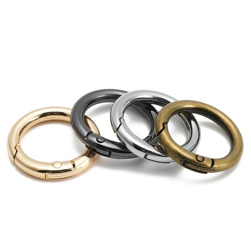 DEVPSISR 15pcs Trigger Spring O Rings Round,Metal Keychain Ring Round Carabiner Clips for Keyrings Buckle, Bags,Purses (Gold, 1 inch)(Gold,1 1/2 inch)