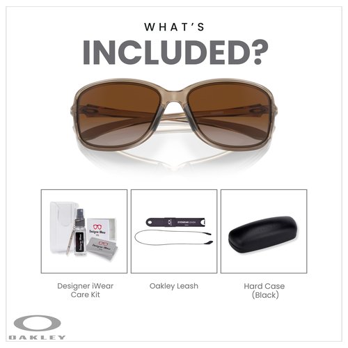 OAKLEY Cohort OO9301 930102 61MM Sepia/Dark Brown Gradient Rectangular Sunglasses for Women+ Bundle Accessory Leash Kit, Microfiber Pouch