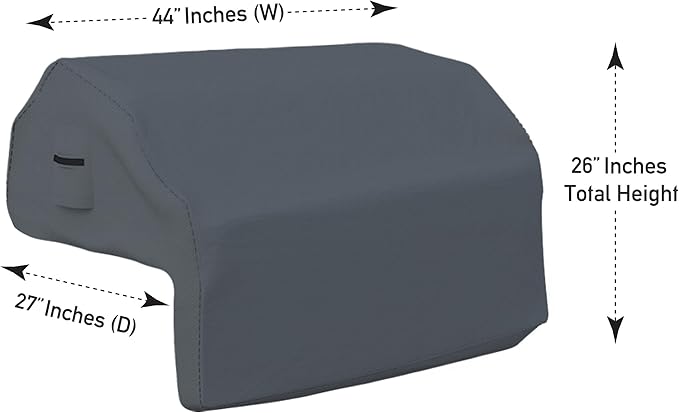 Covers & all Built-in Outdoor Grill Cover, Durable 12 Oz Waterproof Cover Max Material with Air Pocket & Elastic for Snug Fit (44" W x 27" D x 26" H Inches, Grey)