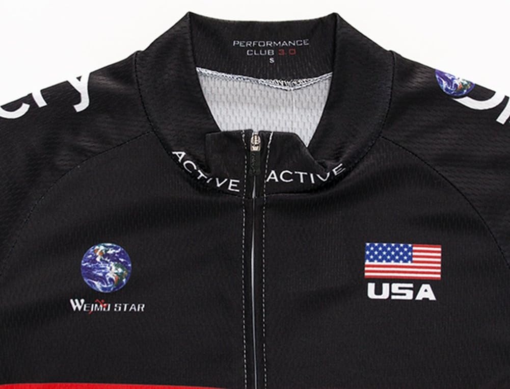 Weimostar Men's USA Cycling Jersey Short Sleeve Biking Shirts Breathable with Pockets