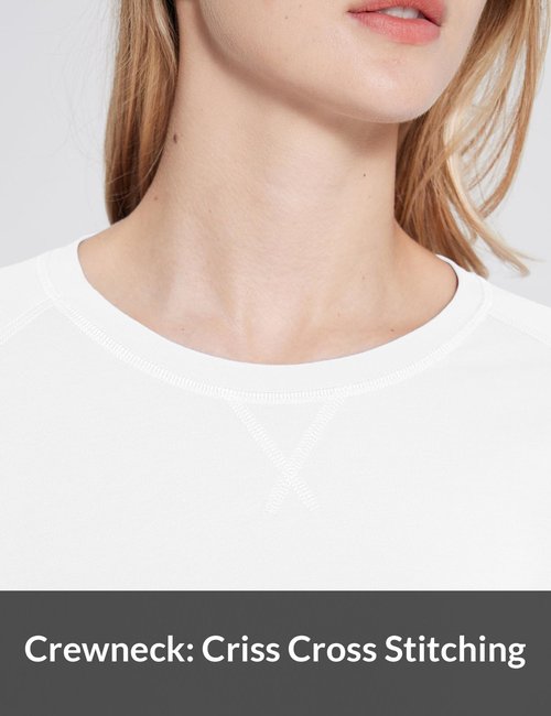 baleaf Women's Long Sleeve Workout Tops Loose Athletic Shirts Crew Neck Yoga Top Running Hiking Raglan Tee SPF White XS