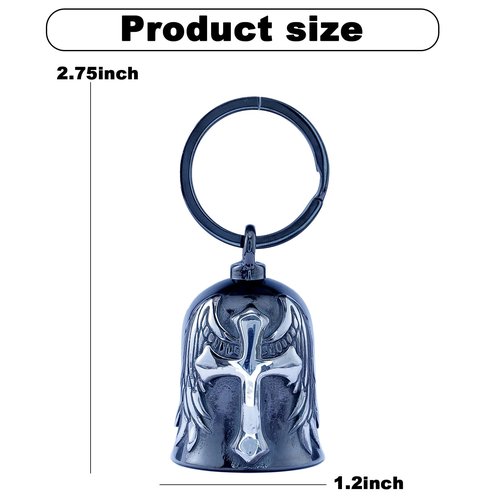 Motorcycle for Bells - Motorcycle Angel Bell for Men Women,Bell Biker Accessory,Guard Riding Safety (Cross Black) (Black Silver)