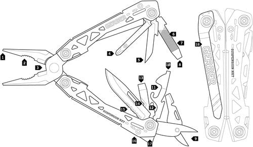 Gerber Blades 31-003345 Suspension NXT Multi-Tool Stainless Steel Handles Blister Pack