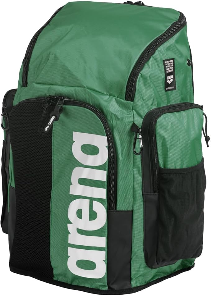 ARENA Spiky III Backpack 45 Swimming Athlete Sports Gym Rucksack Large Training Gear Equipment Swim Bag for Men and Women, 45 Liters, Green
