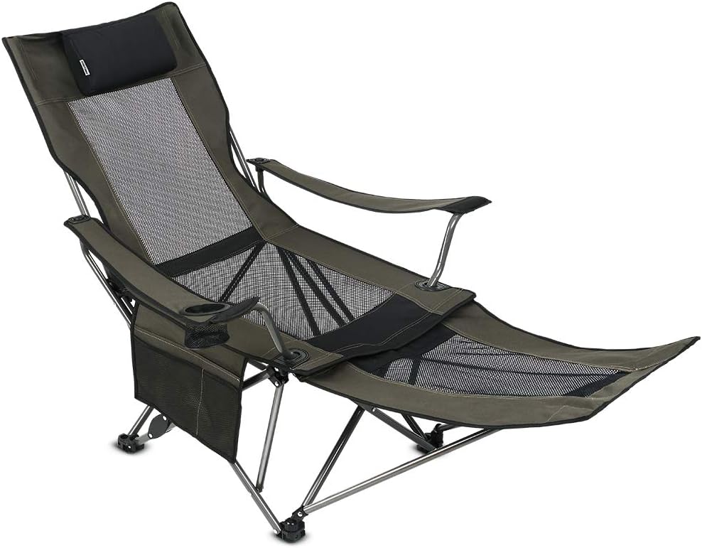 OUTDOOR LIVING SUNTIME Camping Folding Portable Mesh Chair with Removabel Footrest