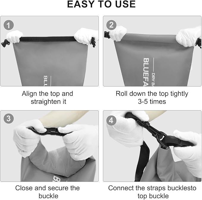 Waterproof Dry Bag Floating Dry Sack Roll Top Dry Backpack for Kayaking, Rafting, Boating, SUP, Fishing with IPX8 Waterproof Phone Case, Grey, 20L