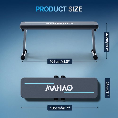 MAHAO Flat Weight Bench, Foldable Workout Bench for Home Gym with 660 LBS Weight Capacity, Flat Bench Press for Full Body Workout, Black MB20