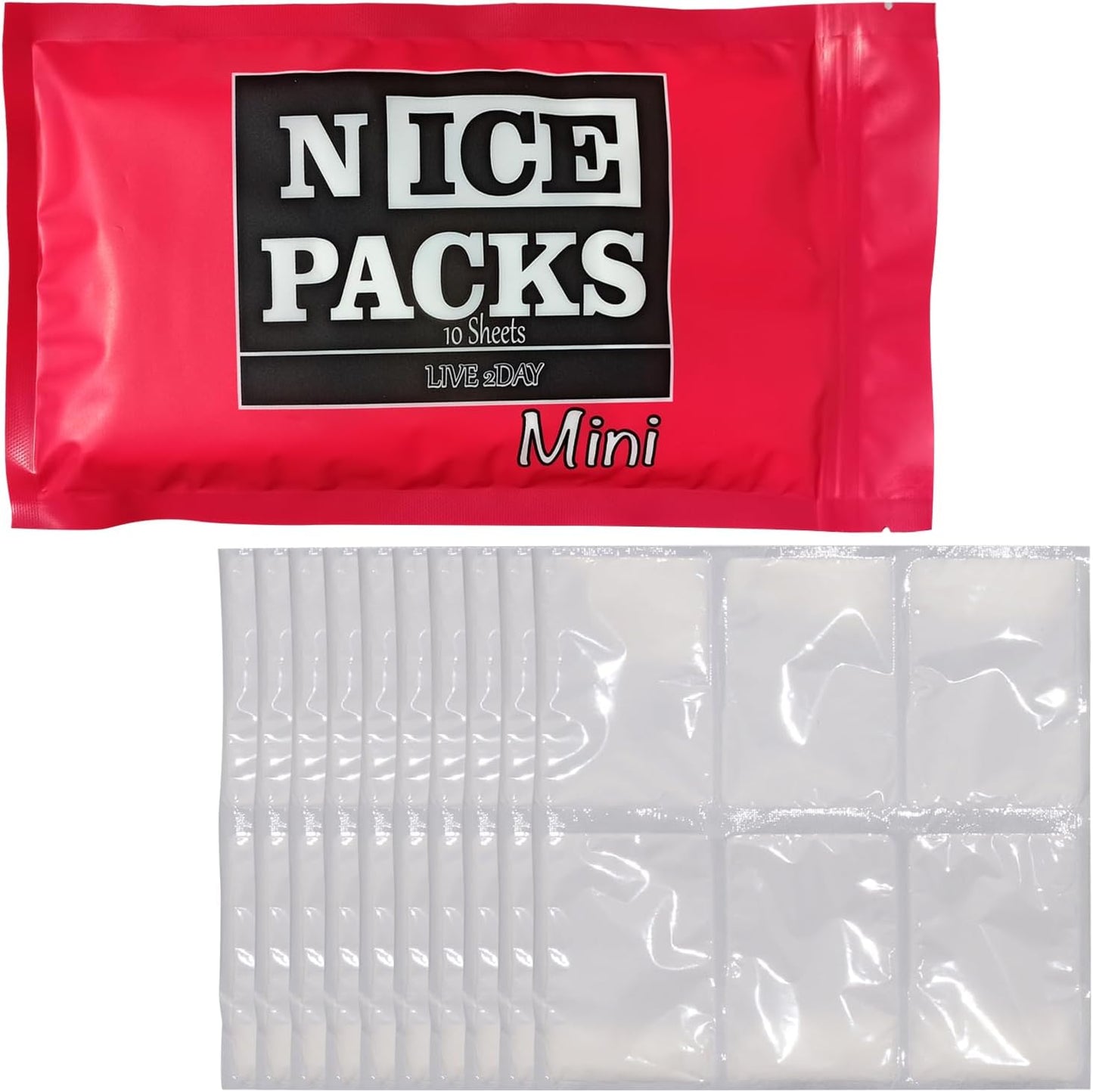 Nice Packs Reusable Dry Ice Packs for Coolers, Lunch Boxes, Frozen Food Shipping - Flexible and Long Lasting (10 Large Sheets)