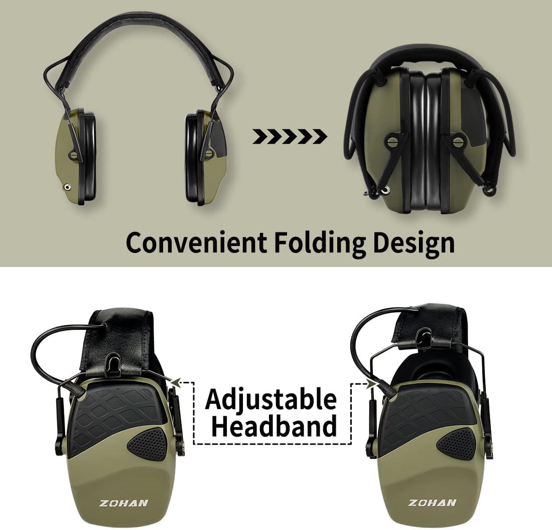 ZOHAN EM054 Electronic Shooting Ear Protection with Sound Amplification, Slim Active Noise Reduction Earmuffs for Gun Range