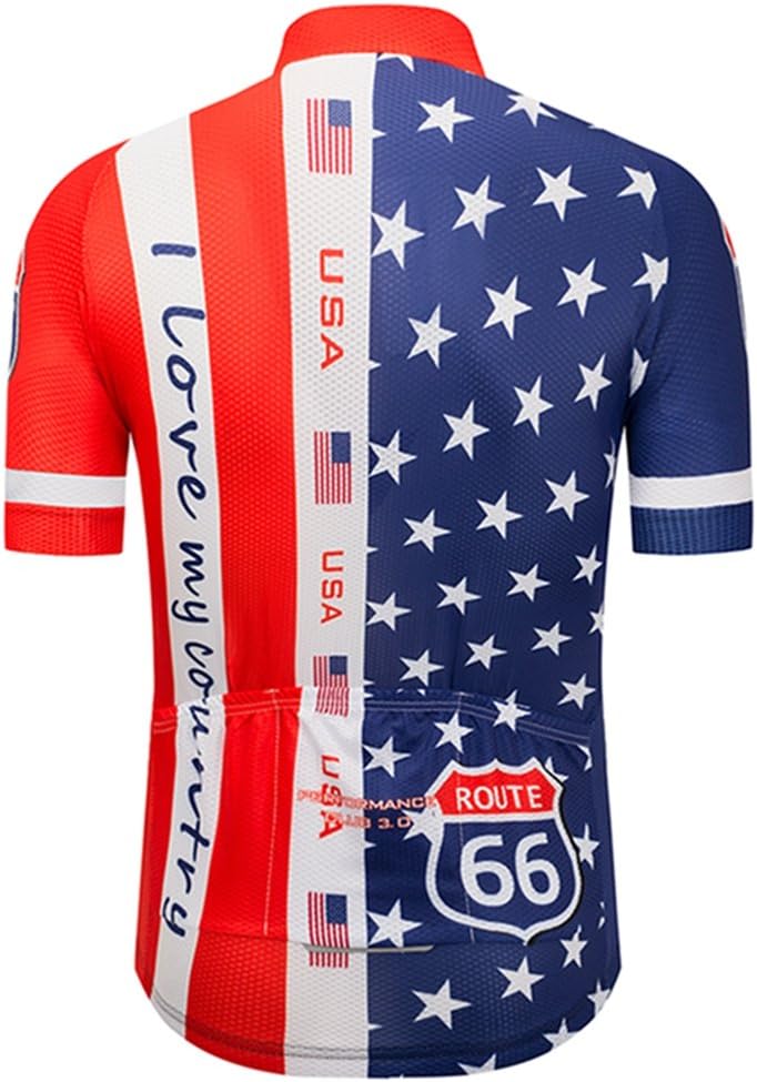 Weimostar Men's USA Cycling Jersey Short Sleeve Biking Shirts Breathable with Pockets