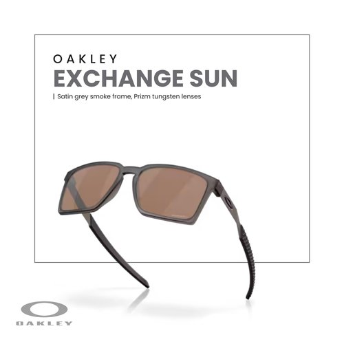 OAKLEY Exchange Sun OO9483 948302 56MM Satin Grey Smoke/Prizm Tungsten Rectangular Sunglasses for Men for Women+ Bundle Accessory Leash Kit, Microfiber Pouch