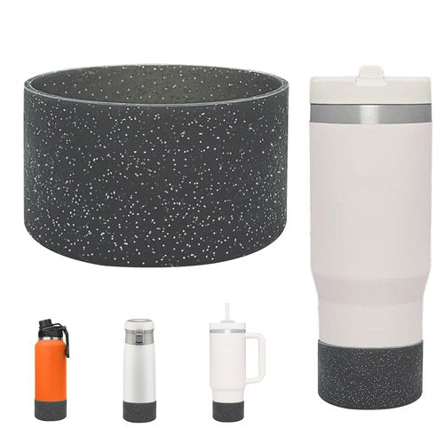 Protective Glitter Silicone Boot Bling Anti Slip Sleeve Water Bottle Sleeve Bottom Protector for Stanley Tumbler 20-40oz Hydro Flask 12-24oz and More Bottles Tumblers with 2.95in Bottom (Black)
