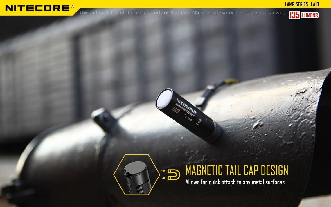 Nitecore LA10 135 Lumen dedicated magnetic base camping light with EdisonBright AA battery