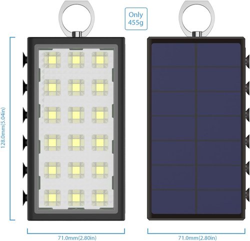 BigBlue 3 in 1 Car Emergency Light Emergency Waterproof Camping LED Light 10600mAh Solar Panel Charger with 18 LED Lights Great for Outdoor Activities