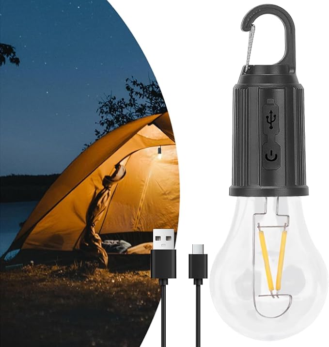 Battery Operated Rechargeable LED Lights Bulbs 2w 2700k Soft White Outdoor Waterproof,3 Light Modes,Vintage Candle Shape,for Gazebo Chandelier,Camping,Backup,Pergola,1pack USB Cordless Bulb