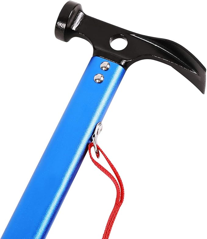 REDCAMP Aluminum Camping Hammer with Hook, 12" Portable Lightweight Multi-Functional Tent Stake Hammer for Outdoor,Black/Red/Orange/Blue