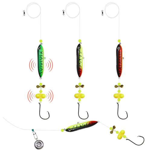 CWSDXM Catfish Float Rig Demon Dragon Style Rattling Line Float Propeller and Circle Hooks 6/0 8/0 for Santee Cooper Rig Catfishing Tackle (6/0 Hook Catfish Rig - 3 PCS)