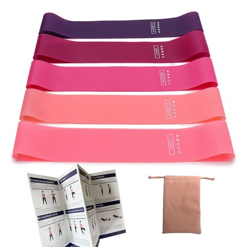 Resistance Bands Set, Resistance Loop Exercise Bands with Instruction Guide and Carry Bag, Versatile Latex Exercise Bands for Home and Gym Workouts, Set of 5