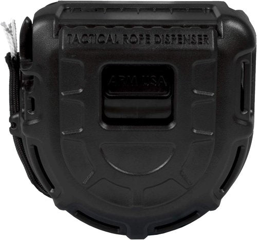 Atwood Rope MFG Tactical 550 Paracord Parachute Cord Rope Dispenser Black 50ft Spool TRD | Cutting Blade, Belt Clip, Cord Grip, View Port, Integrated Ruler