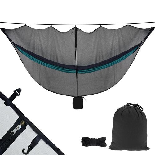 HIKERBRO Hammock Bug Net - XL Mosquito Net for Hammock, Ultralight Portable Netting, Easy Access Double Sided Zippers, 360 Degree Protection for Camping & Yard, with Attached Stuff Sack, Black