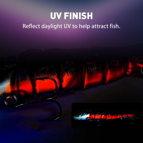 HANDING 3PCS Lifelike Multi Jointed Fishing Lures, Slow Sinking Swimbait for Saltwater, Highly Realistic Fishing Bait, Mustad Hooks Fishing Gifts for Men, Bass Trout Lures, 3.9in, 3/8oz