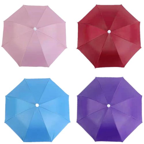 4 Pack Umbrella Hat, Sports Head Umbrella Hats for Adult Kids Women, 21" Diameter Folding Waterproof Rainbow Fishing Headwear for Outdoor Party Beach Hiking
