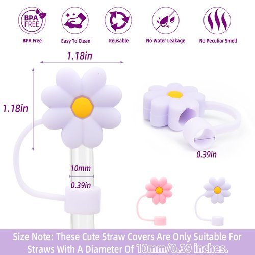EIOAUY Cup Accessories Set for Stanley Cup 30oz 40oz Tumbler with Handle - Including Water Bottle Handle Strap, Boot, Keychain Charms, Straw Topper Cover Cap for Stanley - Purple