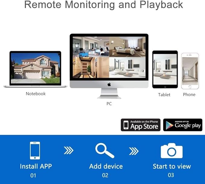 Security Camera System: firstrend Wireless Cameras for Home Security 1080P 8CH with 4 pcs 2MP Cam Full HD 1TB HDD 24/7 Recording Surveillance Night Vision Motion Alert APP CCTV