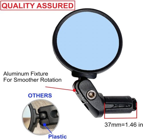 Hafny Bar End Bike Mirror, HD, Blast-Resistant, Glass Mirror, HF-MR090, HF-M951-FR03, HF-M952-FR03 (Silver Glass, 62mm)