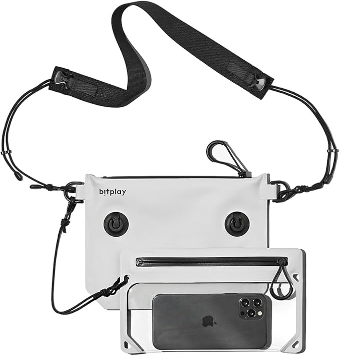bitplay AquaSeal Sacoche White - Dry Bag/Phone Pouch with Adjustable Strap for Phone and Valuables
