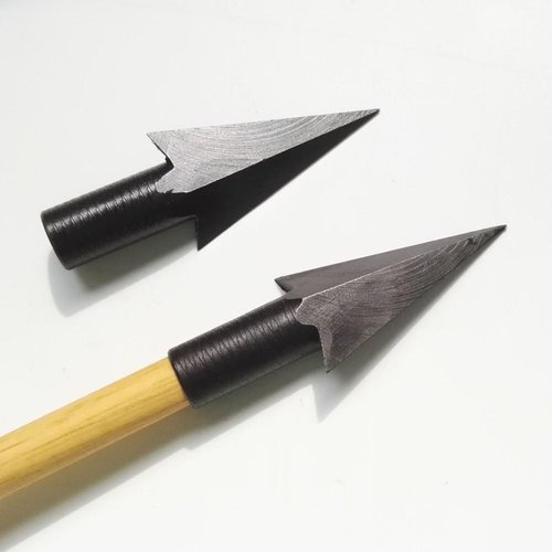 AMEYXGS 6/12pcs 8mm Diameter Metal Traditional Broadheads Archery Glue on Arrowheads for Wooden Bamboo Arrows