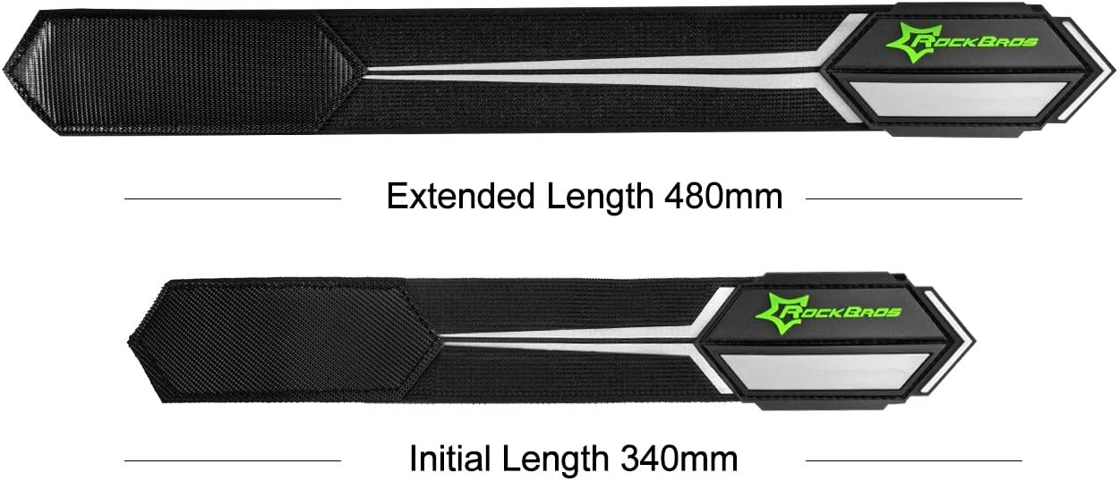 ROCKBROS Bike Pants Strap Bicycle Cycling Pants Cuff Band Reflective Wrist Ankle Bands for Outdoor Sports(2 PCS) Black Silver