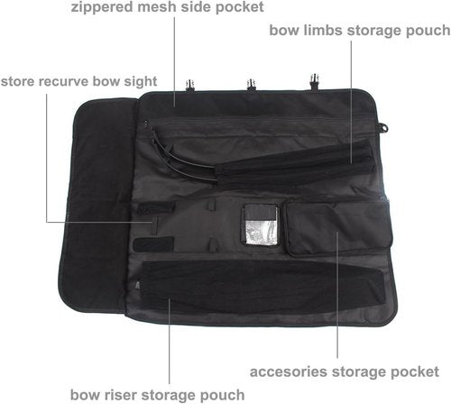 Kratarc Archery Lightweight Rolled-Up Takedown Recurve Bow Case Bow Bag with Arrow Tube Holder