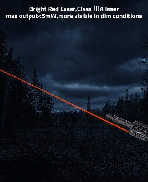 CVLIFE Laser Sight for Rifle, Low Profile Tactical Rechargeable Picatinny Rifle Laser Sight with Strobe Mode (Red Laser)