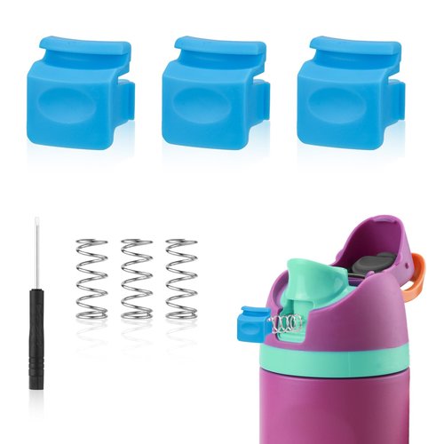 Gosknor 3pcs Replacement Button Compatible with Owala FreeSip 24oz 32oz, Water Bottle Lid Mouth Push Switch Top Cap Seal Stopper Replacement Parts for Owala 16/19/24/32/40oz Accessories(Lake Blue)