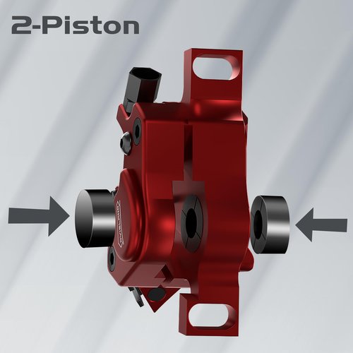 DYISLAND XT-7 Hydraulic Disc Brakes Calipers,Line Pulling/Cable Actuated Front & Rear Brake Calipers for MTB/Mountain/Road Bike/E-Bike.(Red-Brakes)