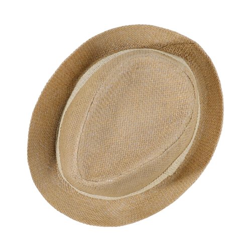 Short Brim Straw Fedora Hat Sun Protection Panama Hat Packable Jazz Beach Cap Roll Up Trilby Cap for Men Women Khaki