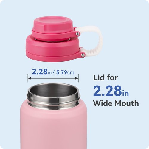 Prurex Replacement Lid With Tea Strainer for Hydro Flask 12 16 20 32 40 64 oz Wide Mouth,Water Bottle Accessories for 2.28" Wide Mouth Sport Bottles（Rose）