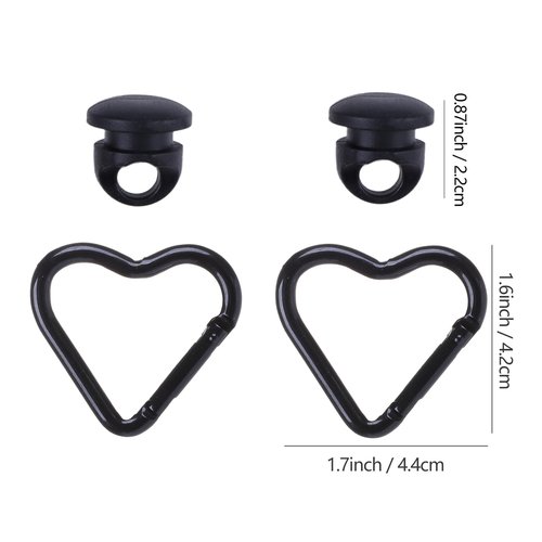 Vagocom 2Pcs Insert Key Chain Hooks Accessory for Bogg Bag and Simply Southern Totes,Cute Heart Keychain Clip Decorative Charm for Rubber Beach Bag(Black)