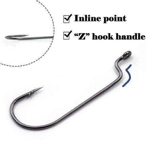 Natufish EWG Hooks for Bass Fishing,50Pcs Texas Carolina Rig Hooks Worm Hook Weedless/Inline for Soft Plastic Baits Saltwater(Size 3/0)