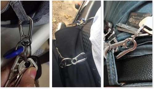 DS. DISTINCTIVE STYLE Carabiner Clip Keyring Stainless Steel Keychain with Snap Hook Quick Release Key Rings
