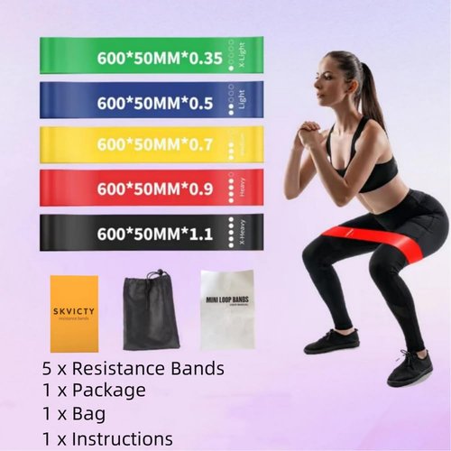 Resistance Bands for Women and Men 5 Exercise Workout Resistance Levels Full Body Elastic Band for Pilates Strength Training Home Fitness Equipment
