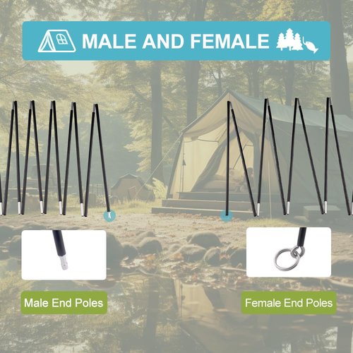 Tentilt Unassembled Tent Poles Replacement 14' 7" 8.5mm, Female and Male End Tent Compatible, Aluminum Tent Pole Repair Kit, Dia. 0.33" 1 Pack