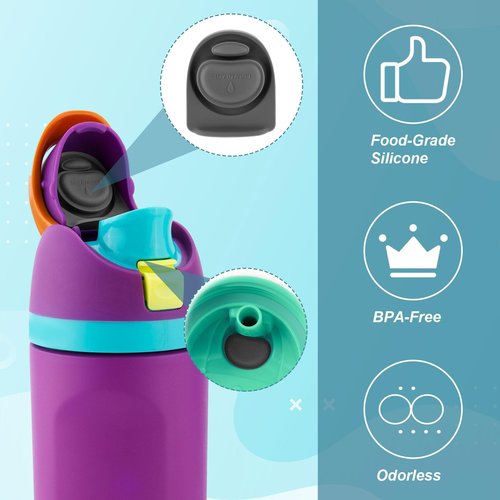2pcs Bottle Seal Ring & 2pcs Replacement Stopper for Owala FreeSip 24oz 32oz, BPA-Free Water Bottle Top Lid Replacement Silicone O Ring Parts for Owala 16/19/24/32/40oz Gasket Plug Accessories