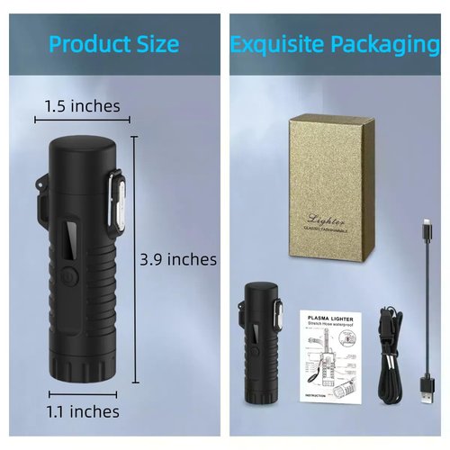 NINSI Electric Lighter, Flexible Neck Plasma Arc Lighter, USB C Rechargeable Lighters, Windproof and Waterproof Lighters with Flashlight for Candles, Hiking, Camping, Outdoor Adventure (Orange)
