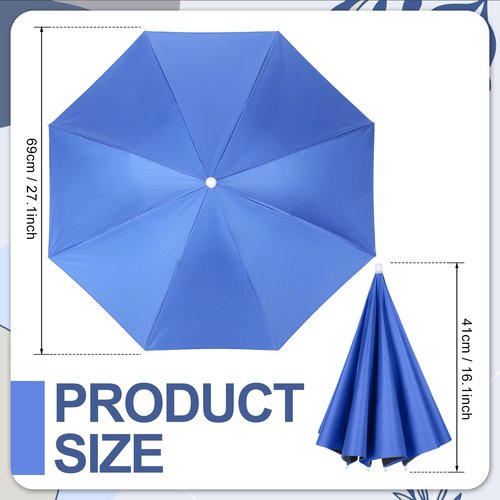 Bulyoou 3 Pcs Fishing Umbrella Hat 27'' Adjustable Hands Free Foldable Head Umbrella Cap UV Protection Waterproof for women men fishing summer(Black, Blue, Camouflage)